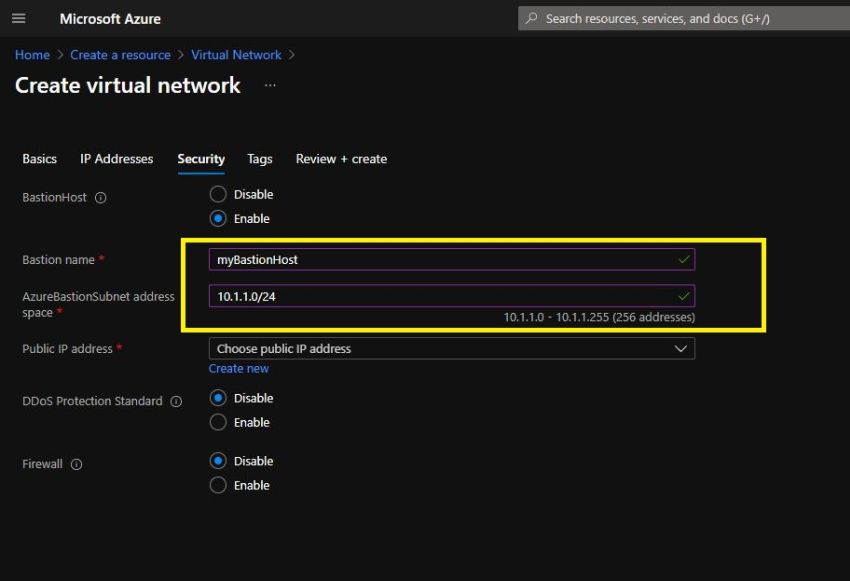 How to Create a Virtual Network and a Bastion Host